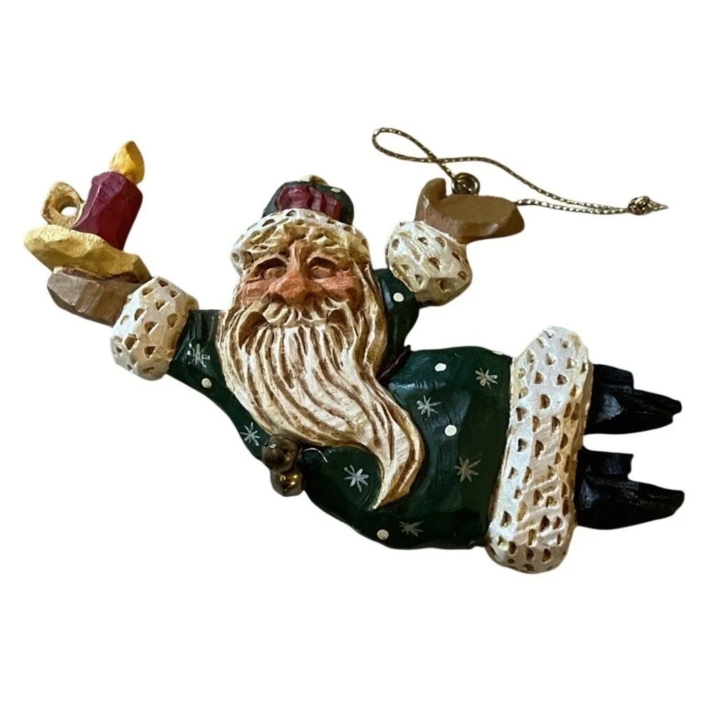 Signed David Frykman Flying Santa Claus With Candle Vintage 1999 Ornament‎ 5